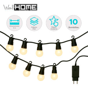 Guirnalda de luces led blancas cálidas para interiores - diseño moderno y elegante, cable de 5m con temporizador incluido