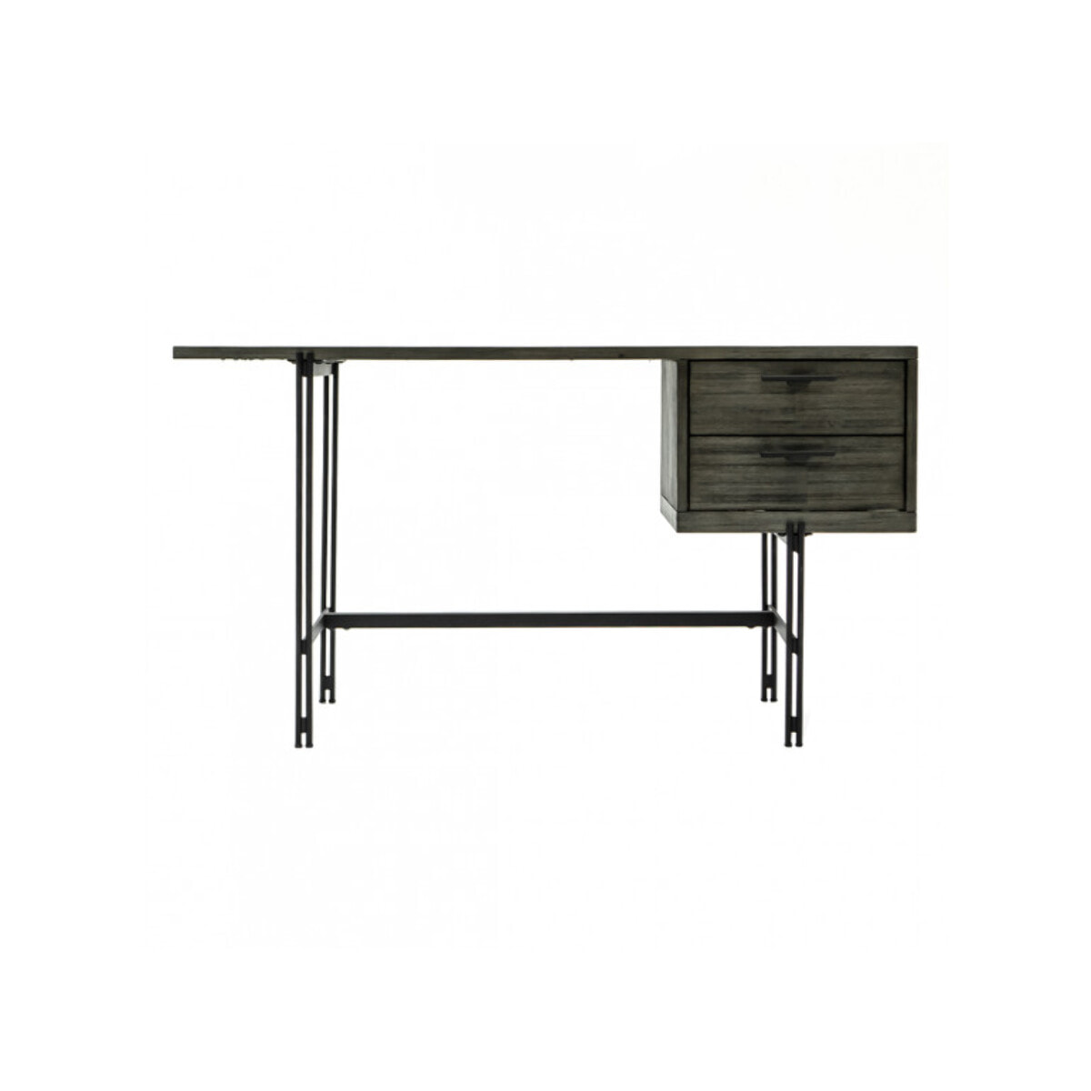 Bureau en bois massif cendré et métal noir 140 cm - BELLAGIO