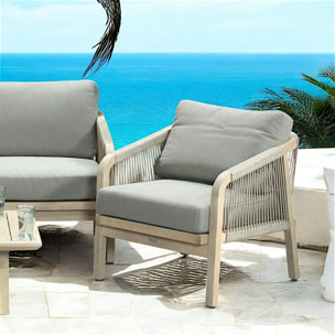 Salon de jardin en bois d'acacia (1 canapé - 2 fauteuils - 1 table basse) IBIZA