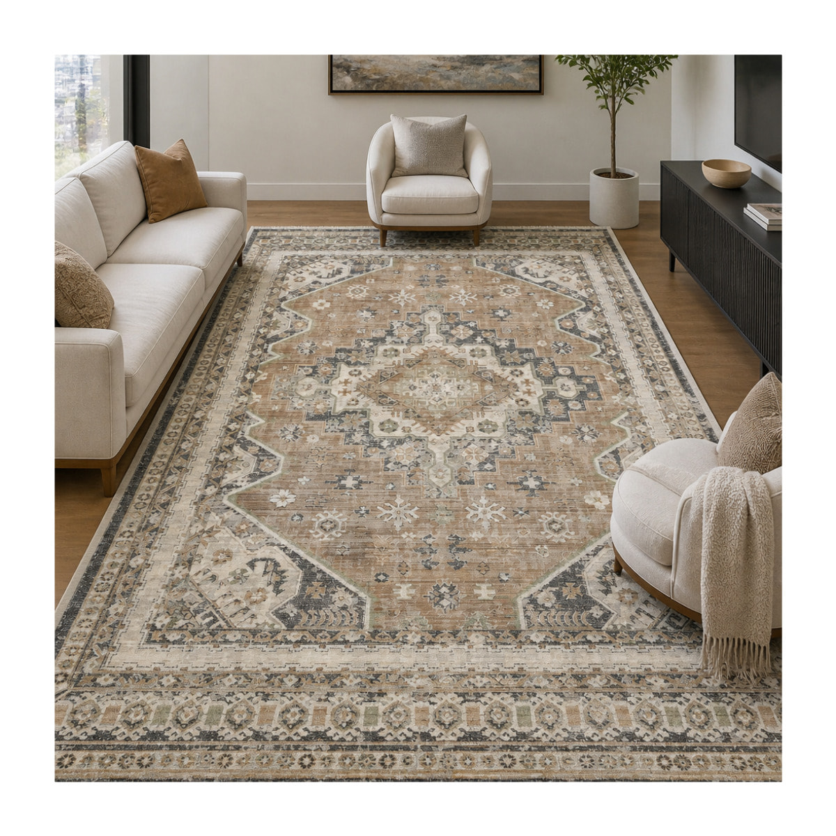 Tapis d'orient, motif oriental authentique, tissé, NOKA
