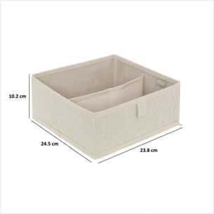 Rangement tiroir "Groomy" 2 compartiments beige 24x10,2cm