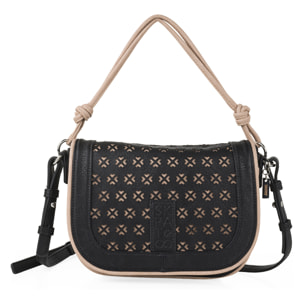 Bolso Bandolera Mujer Sint/Pu Skpat Crosses Negro-Taupe