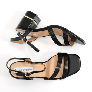 Sandali in simil pelle con tacco comodo