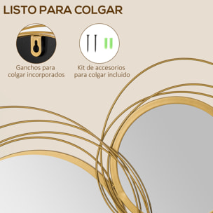 Decoración de Pared de Metal de Espejos Redondos 107x56 cm para Salón Cocina