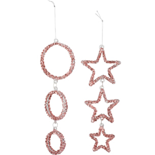 J-Line suspension Cercle + Etoile Paillettes - verre - cuivre - 2 pcs