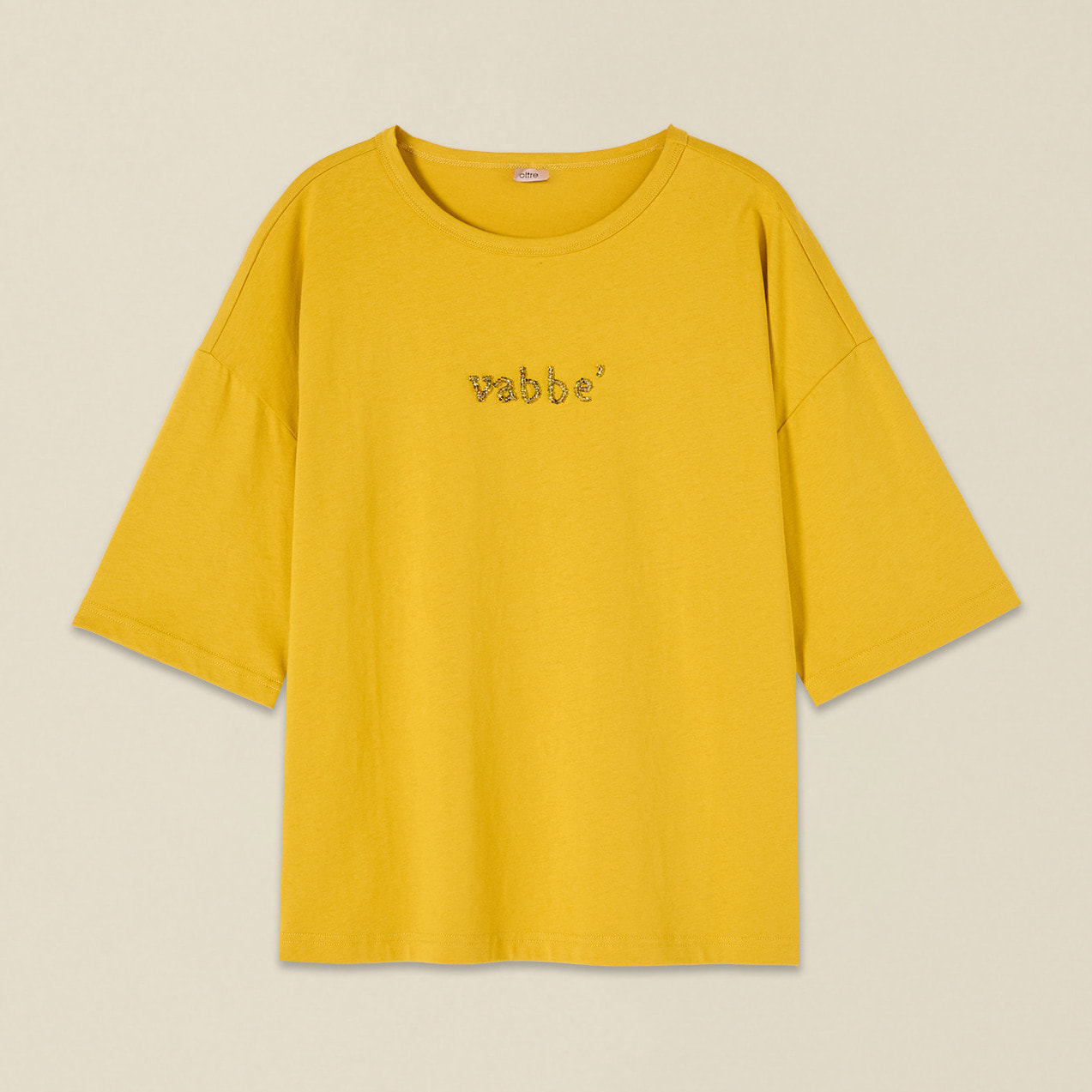 Oltre - T-shirt con ricamo lettering - Giallo
