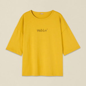 Oltre - T-shirt con ricamo lettering - Giallo