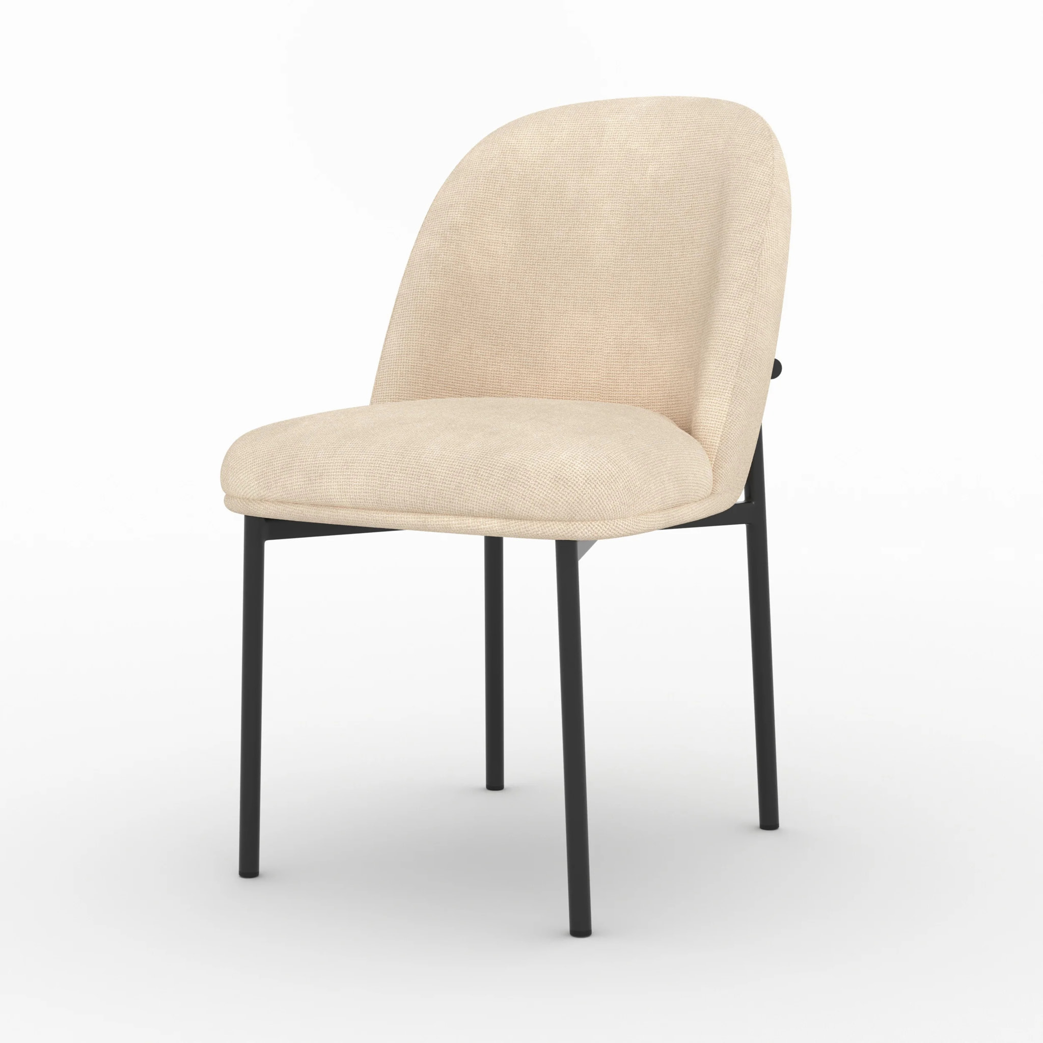 Lot de 2 chaises en tissu beige et pieds métal noir - Noah