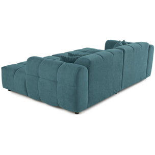 Ray - canapé droit 4 places avec double méridienne - assise profonde - en tissu texturé - Bleu grisé