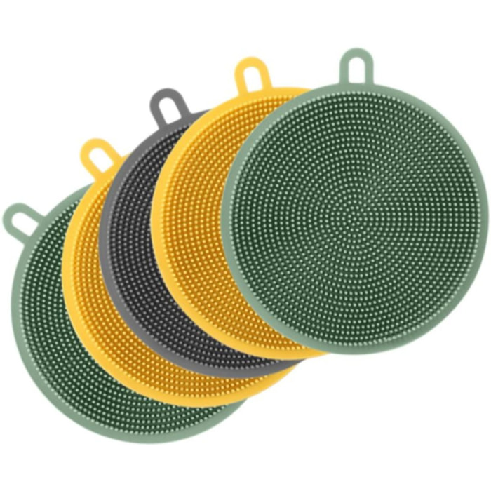 Eponge ESSENTIELB en Silicone x5 - Hygiénique et Réutilisable, Nettoyage Multi-usages, Surfaces et Anti-rayures