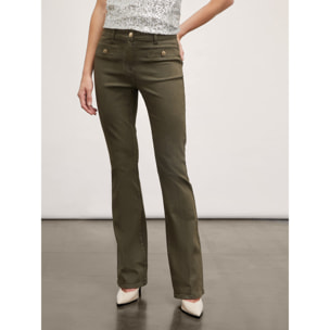 Motivi - Pantaloni flare con tasche - Verde militare