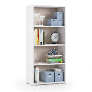 Libreria Giacinto, Biblioteca a 3 ripiani regolabili, Scaffale per libri, Mobile da parete con ripiani, 100% Made in Italy, Cm 60x30h130, Bianco e Rovere