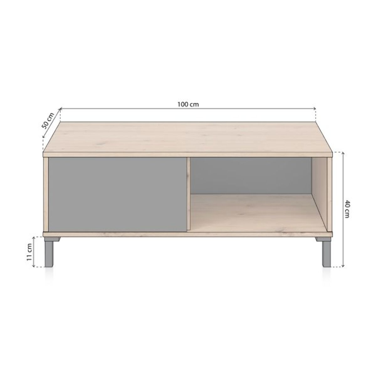 Mesa de centro Lea Gris Antracita - Roble Nodi