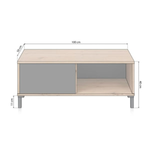 Mesa de centro Lea Gris Antracita - Roble Nodi