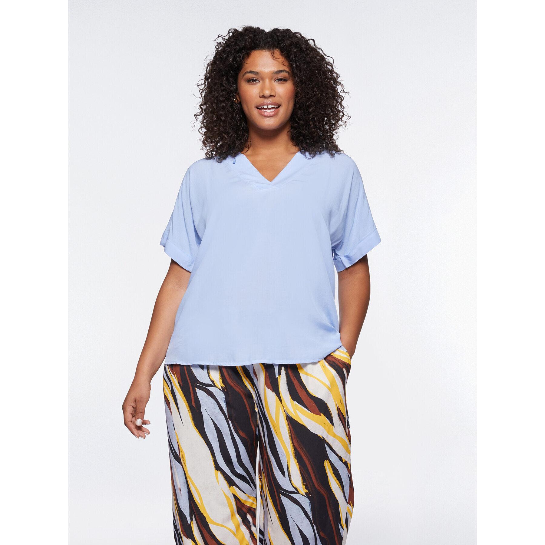 Fiorella Rubino - Blusa ampia con scollo a V - Azzurro