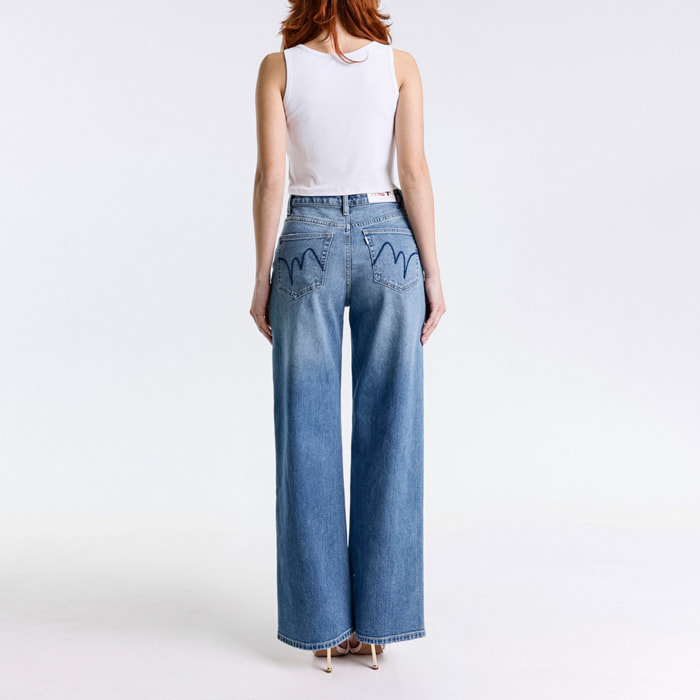 Jeans - taglio ampio - blu denim