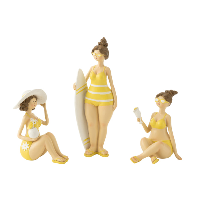 J-Line figurine Baigneuse - polyrésine - jaune - 3 pcs