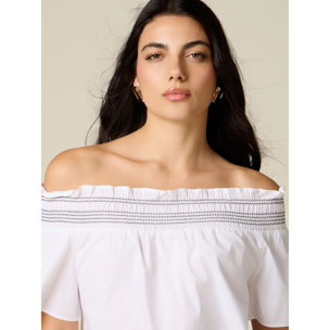 Oltre - Blusa off-shoulders in cotone - Bianco