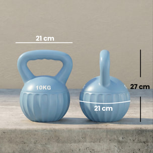 Kettlebell 10 Kg - prise ergonomique - entraînement musculaire & haltérophilie - PP bleu ciel