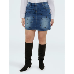 Fiorella Rubino - Minigonna in denim con applicazioni - Blu