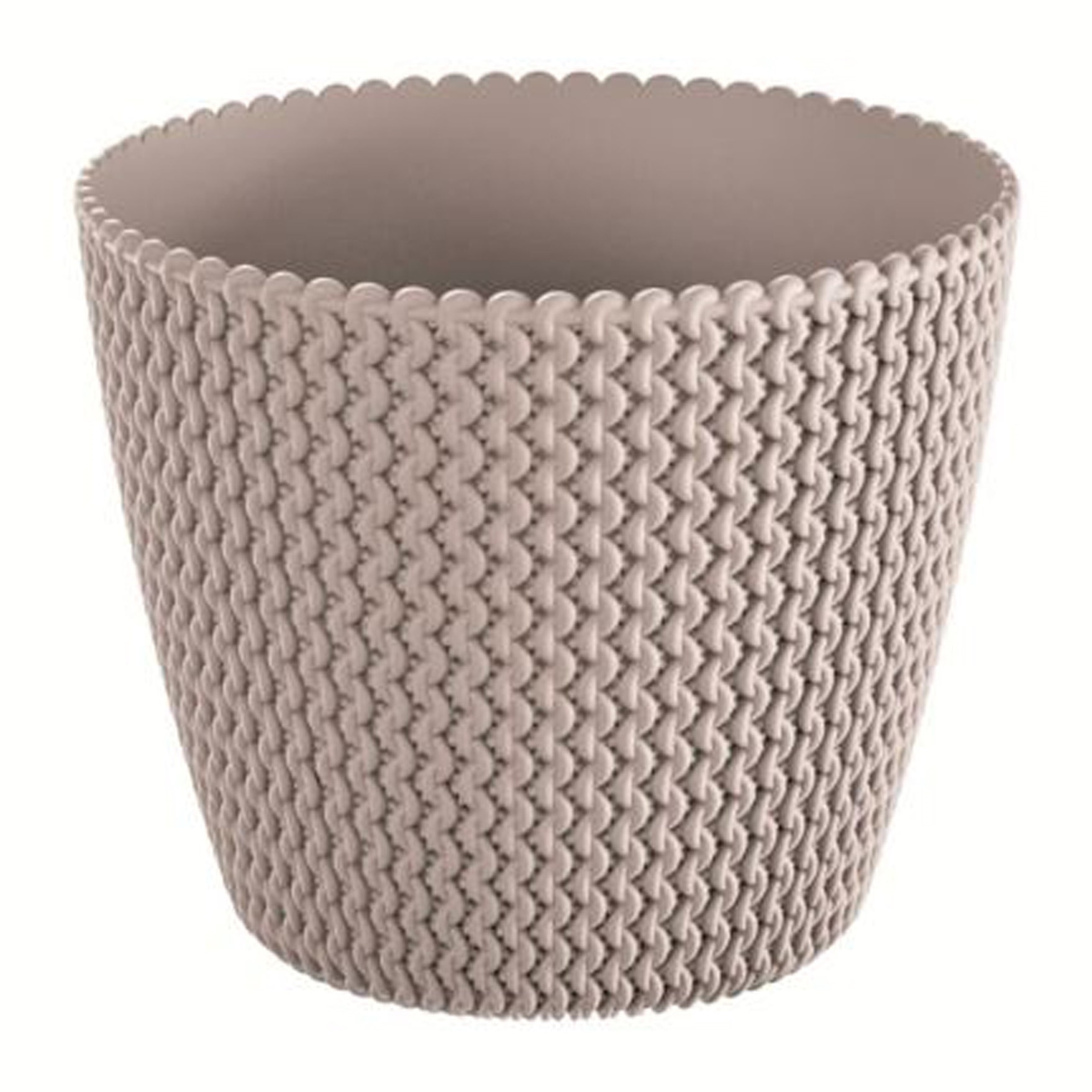 Maceta redonda de plastico en color mocca