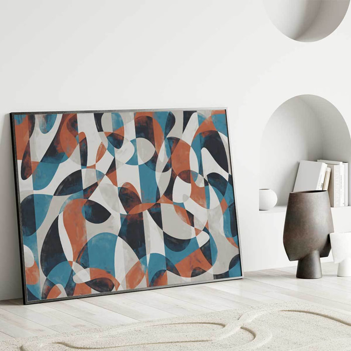 Affiche encadrée abstraction géométrique colorée Affiche + cadre en métal - Noir