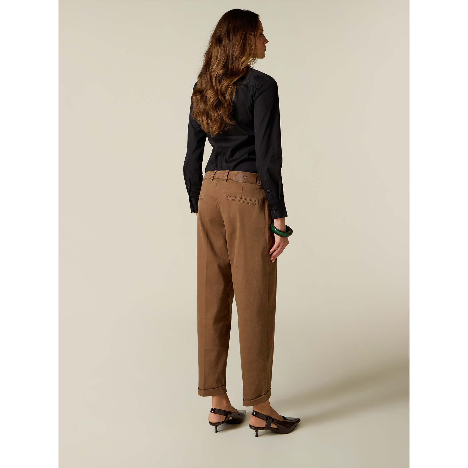 Oltre - Pantaloni chinos misto cotone - Marrone