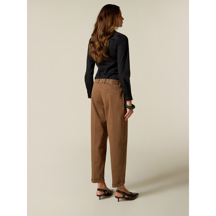 Oltre - Pantaloni chinos misto cotone - Marrone