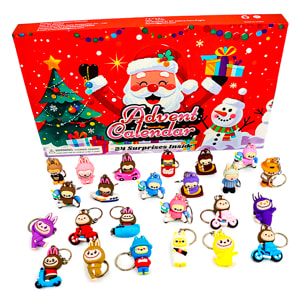Calendario de adviento con llaveros de regalo para decorar. 24 llaveros de monstruitos diferentes.