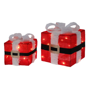 decoración navideña de 2 cajas de regalo con luces led 15cm y 20cm