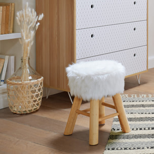Tabouret "Oslo" effet fourrure blanc