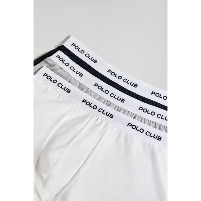 Pack de tres boxers negro,gris y blanco con logotipo Polo Club