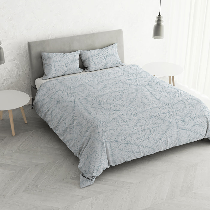 PARURE COPRIPIUMINO PRINTED COLORS, 100% Cotone, Made in Italy - MONKEYS ACQUA