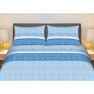 Completo Lenzuola 100% Cotone Effetto Seta Drappo Azzurro CN