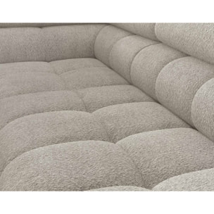 Elisa - canapé d'angle gauche 5 places convertible avec coffre et têtières réglables en tissu bouclette - Beige