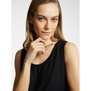 Elena Mirò - Vestido largo con bordes de canalé - Negro