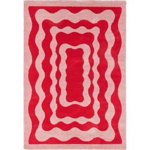 GROOVY - Tapis coloré style seventies - Confortable et moelleux - Rouge