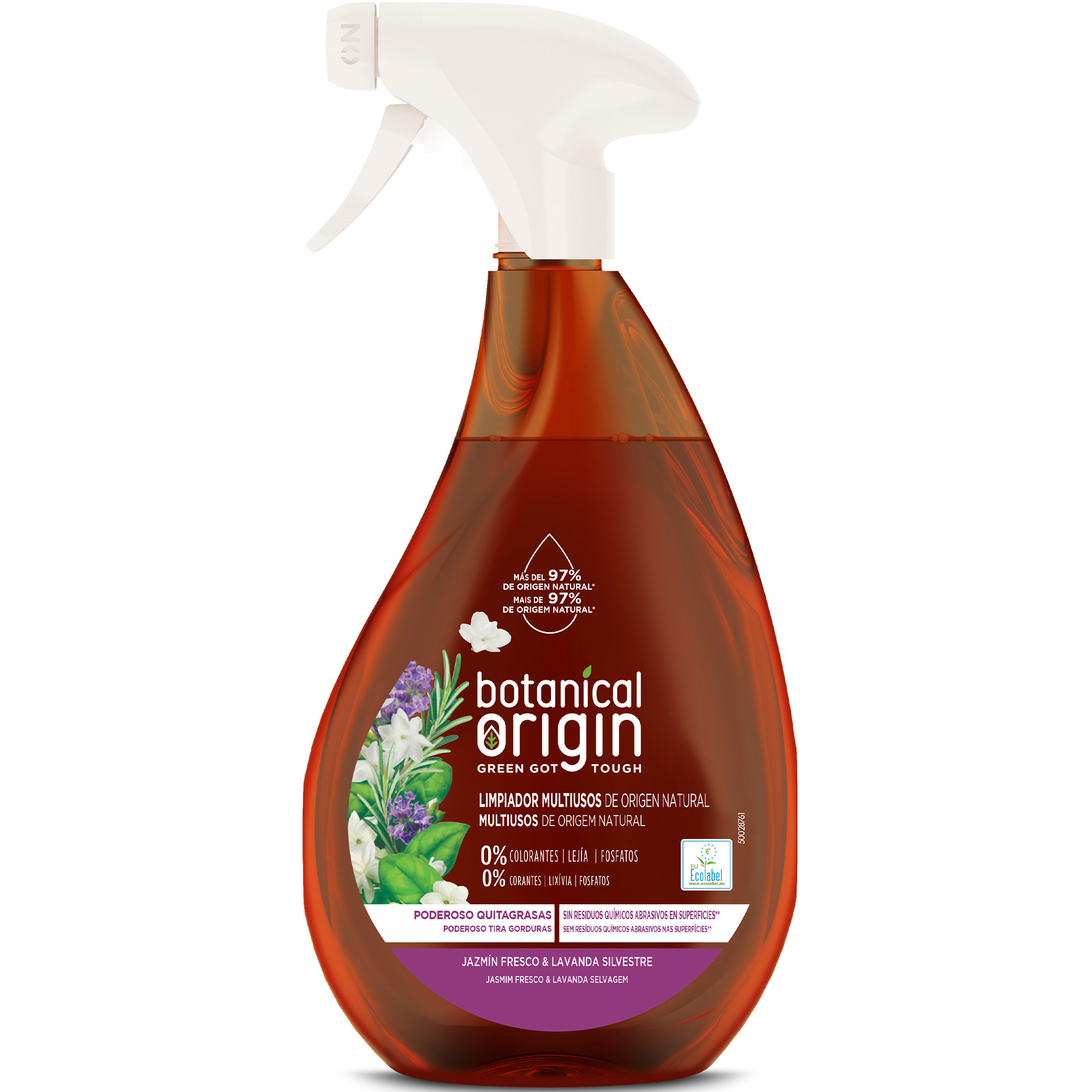 Botanical Origin Limpiador Quitagrasas Multisuperfície de origen natural Fragancia Jazmín Fresco & Lavanda Silvestre 1500 ml (3x500ml)