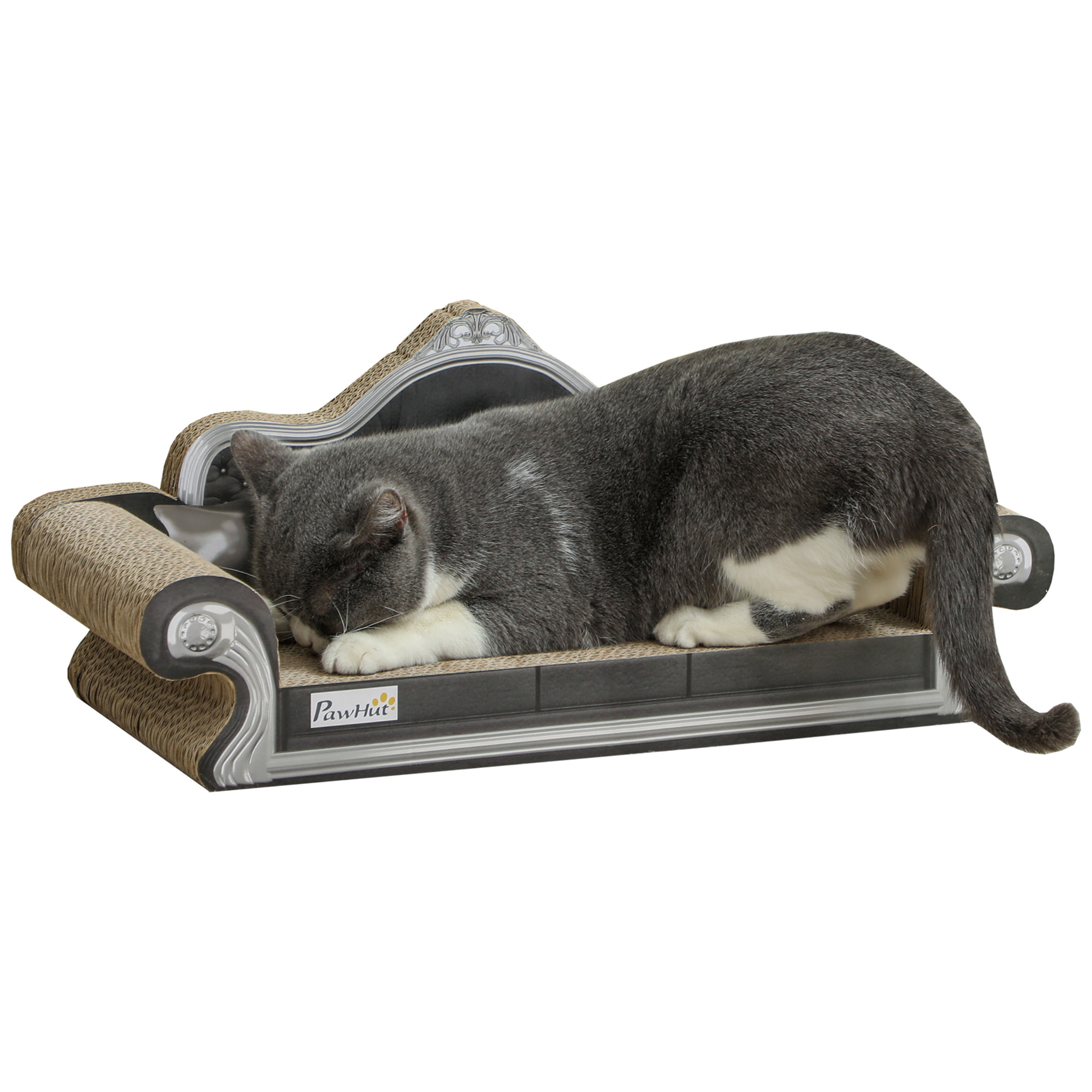 Rascador Cartón para Gatos en Forma de Sofá 2 en 1 Rascador para Gatos Sofá para Gatos con Catnip para Interior 56,5x24x26 cm Marrón