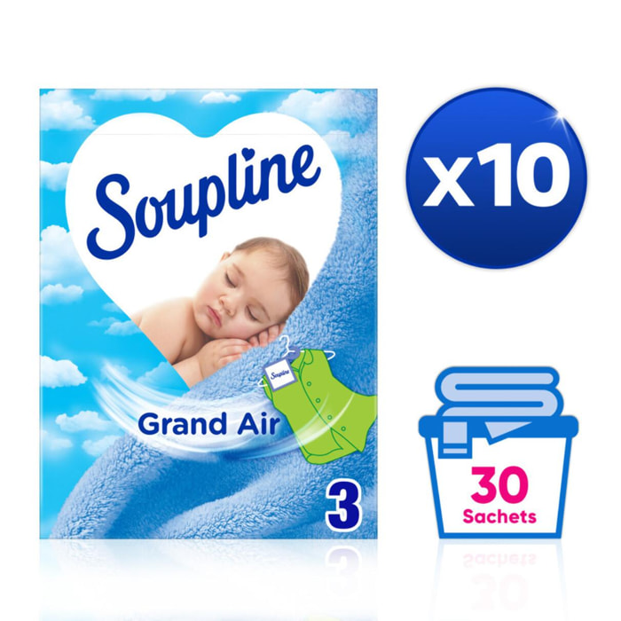 Pack de 10 - Soupline Sachets Armoire Grand Air - Boîte de 3