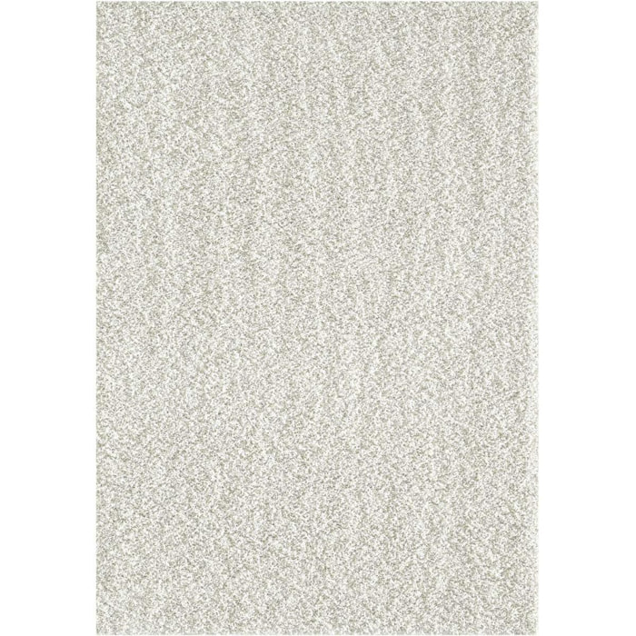 Tapis longs poils shaggy 160x230 rectangle tissé crème motif uni SIMPLE