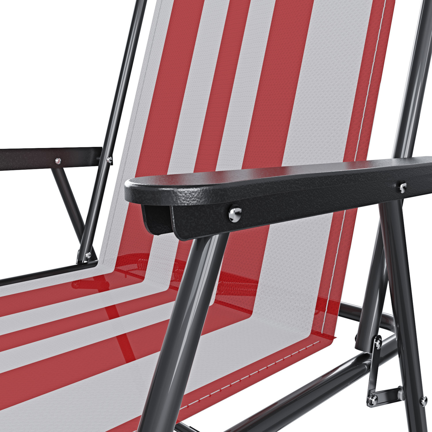 Sedia Pieghevole Da Spiaggia Campeggio Camping Leggera E Resistente In Metallo In Tessuto Oxford 600D Con Braccioli Seggiola Strisce Rosso