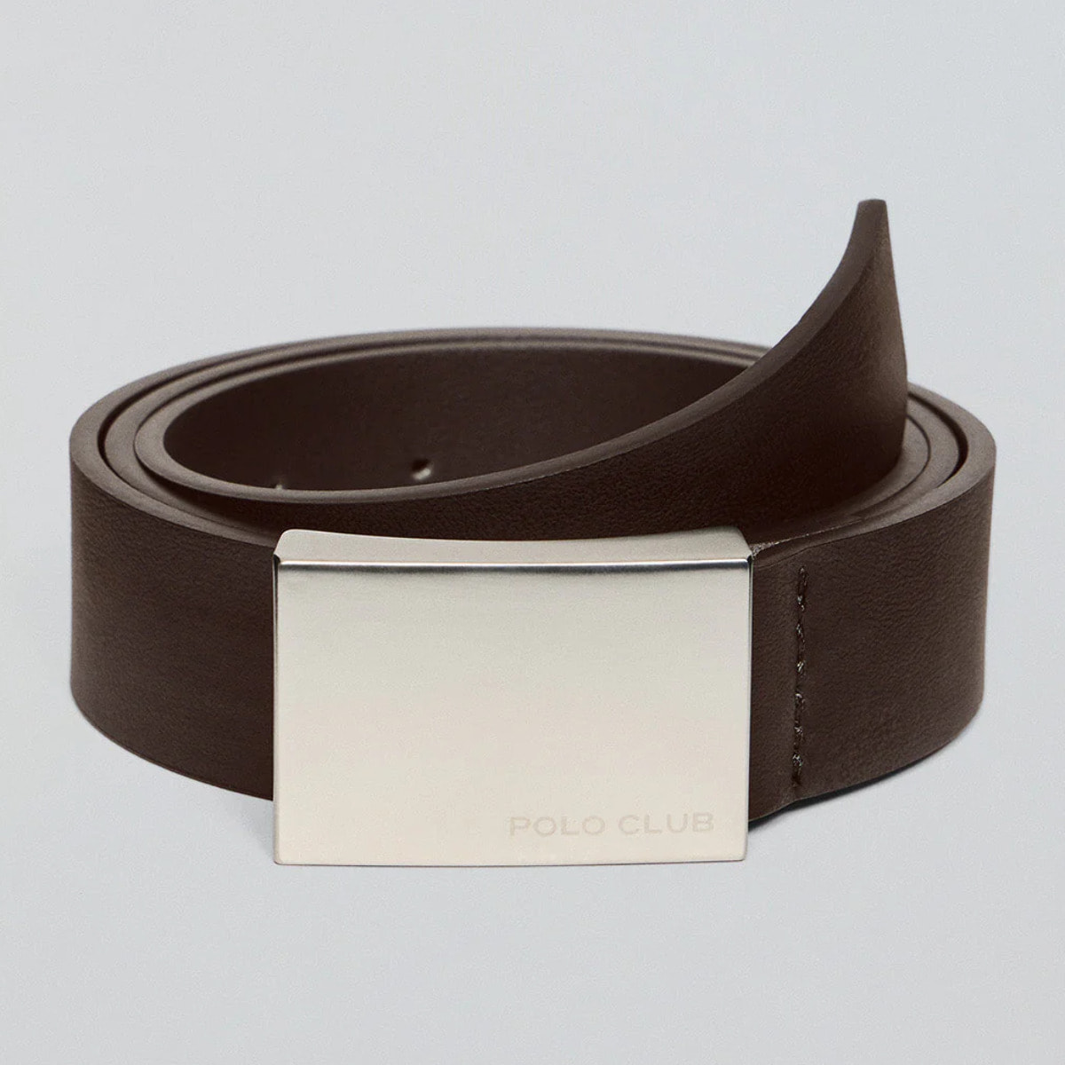 Cintura Bastian marrone con fibbia in metallo e incisione Polo Club