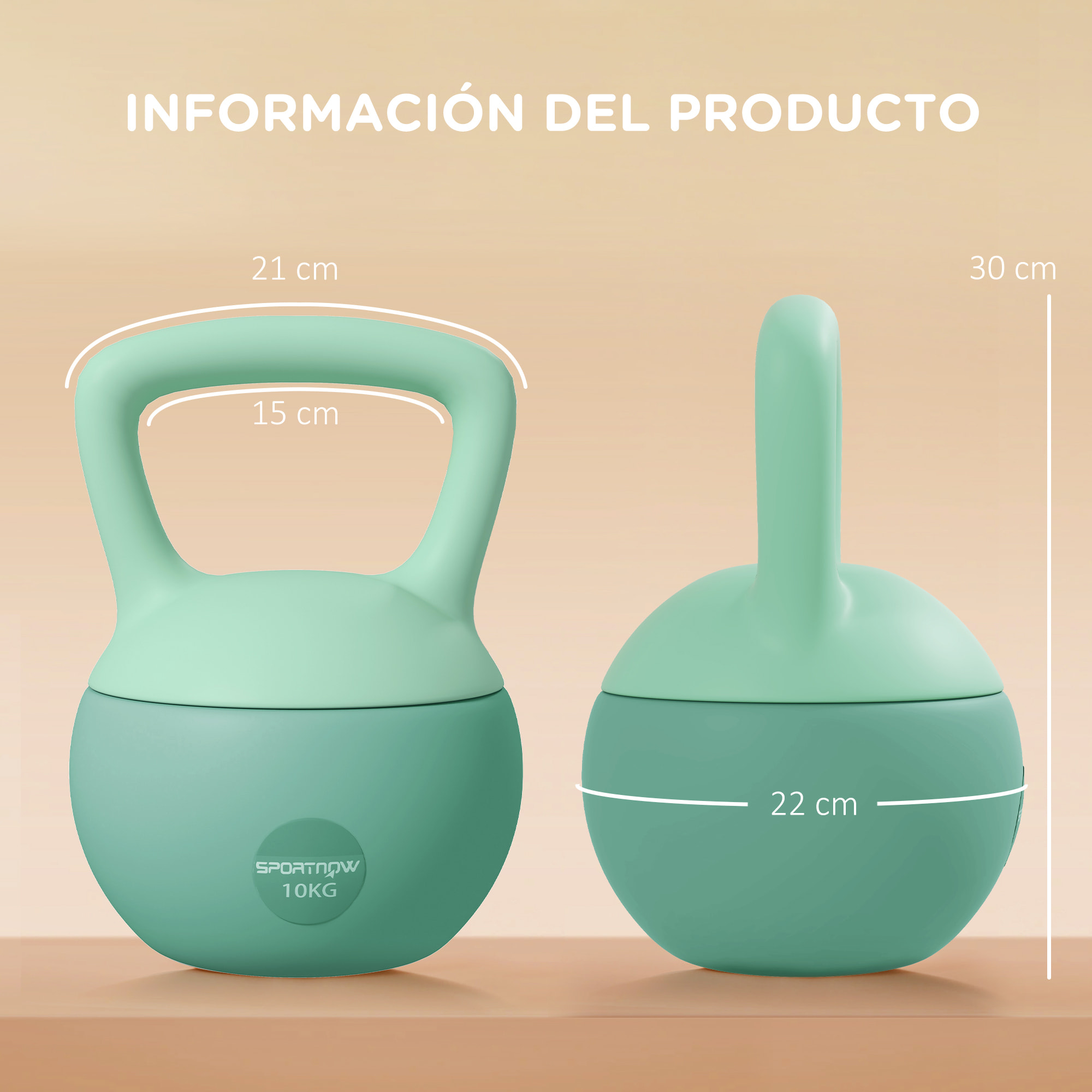 Pesa Rusa 10 kg Kettlebell Relleno de Arena Metálica y Mango Antideslizante para Entrenamiento Culturismo en Casa Gimnasio Verde