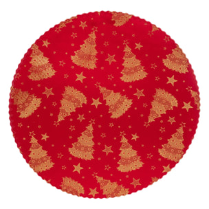 Set de table rond velours rouge