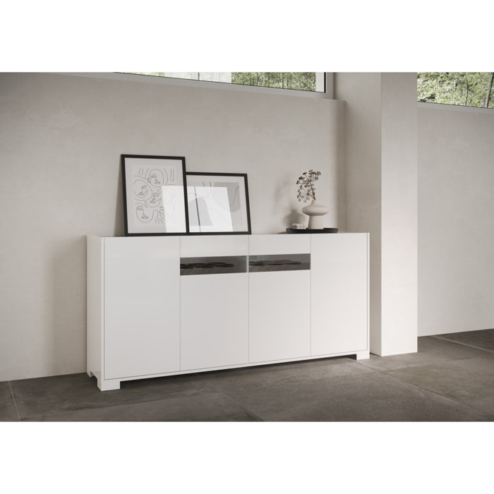 Madia 4 ante 174x40x81 cm Riflesso bianco lucido