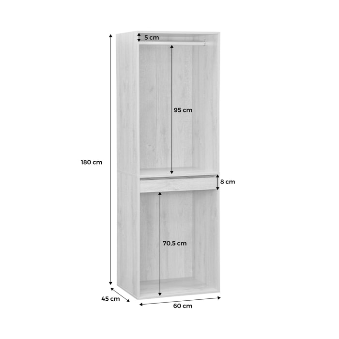 Module dressing décor bois avec penderie et porte-pantalons NEPAL