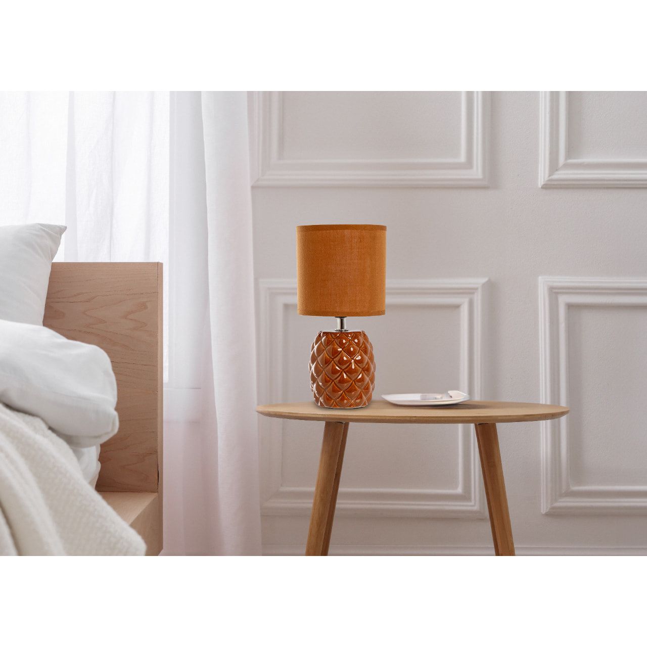 Lampada Da Tavolo Comodino Ricaricabile Accensione On/Off Modello Nasso Giallo