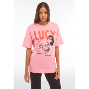 T-shirt donna oversize in jersey con grafica Peanuts