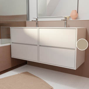 Pack Meuble Salle de Bains 120 cm Laque Blanc, 4 tiroirs avec Vasque Céramique - XENOS